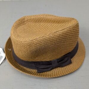 Scala Pronto Tea Brown Woven Straw Fedora Hat with Bow‎ JCPWS3SC One Size NEW